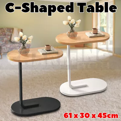 C Shaped End TableSnack Side Table Slide Under Couch SofaSmall End Table Oval~ • $45.99