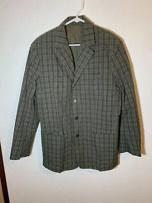 Martin And Osa Blazer Fitted Green Plaid 3 Button Size 42 100% Cotton • $45