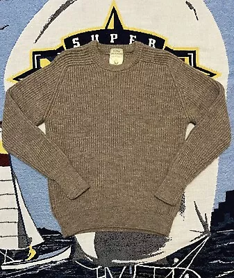 Vintage LL Bean Sweater L Beige 100% British Wool Made In England Knit Pullover • $6.50