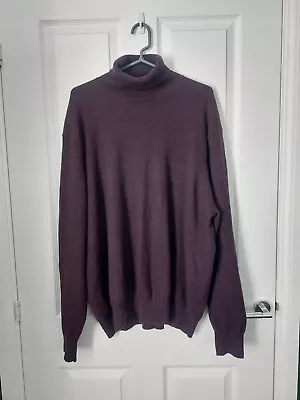 M&S 100% Cashmere Mens Mulberry Purple Roll Neck Jumper Size 4XL • £45