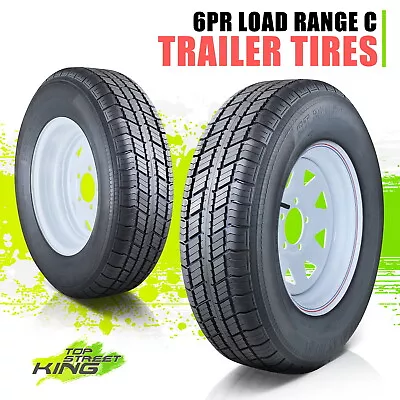 2x Steel 5 X 114.3 Bolt Rim Wheel ST205/75R14 6-Ply Load Range C Trailer Tires • $200