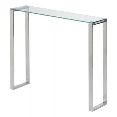 Pemberly Row Modern Narrow Clear Glass Console Table With Chrome Legs 36  • $124.59