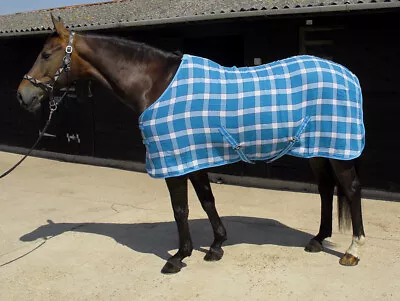 Rhinegold Smart-Tec Horse PonyTurquoise Waffle Wicking Cooler Stable Rug 4'6-7'3 • £31.25