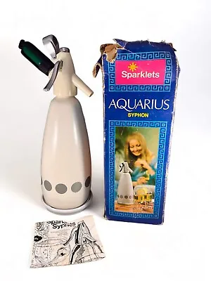 Vintage Soda Syphon SPARKLETS Aquarius 1L White Silver Boxed 1960's ENGLAND GVC • $49.99