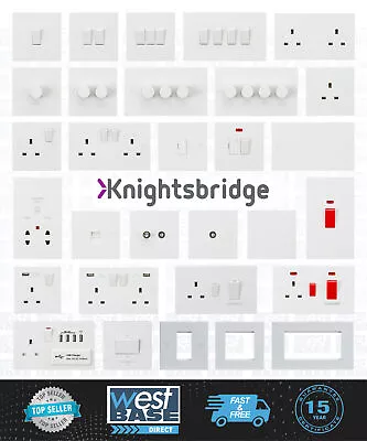 £7.19 • Buy KNIGHTSBRIDGE WHITE SQUARE EDGE Switches & Sockets + USB FULL RANGE