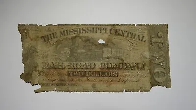 $2 1862 Holly Springs Mississippi Obsolete Currency Bank Note Bill Central RR • $59.99