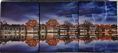 3 Piece CANVAS WALL ART   Village   Lightning   Decor  Each Is 12  X 16    NEW • $14.99