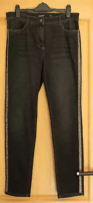 Women's Olsen Mona Slim: Jeans Size 16 - Black / Charcoal Sparkly Side Accent • £16.50