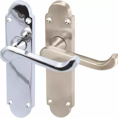 DOOR HANDLE MORTICE SET Polished Chrome/Satin Nickel Tubular Latch Indoor Room • £6.15