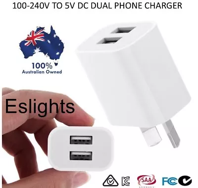 100-240v 5v 2a Dual Usb  Phone Travel Ac Wall Home Charger Power Adaptor Plug • $13.32