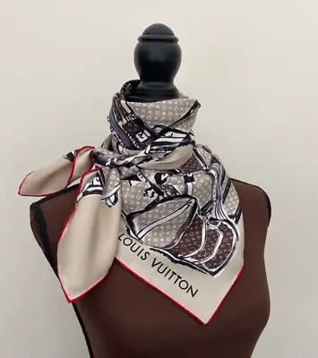 New Louis Vuitton Scarf Monogram Classic Trunks Luggage Beige Unisex Silk Scarf • $344.95