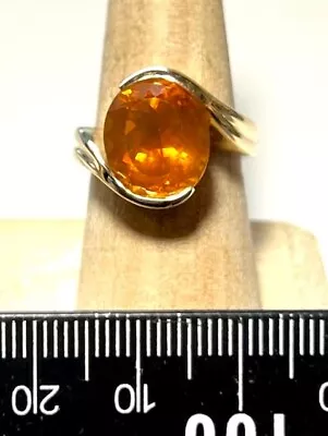 Beautiful Heavy Modernist 14K Yellow Gold Orange Mexican Fire Opal Ring 11.3 Gr • £1264.08