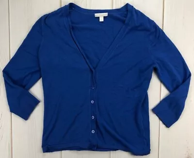 $5.84 • Buy New York & Company Womens Cardigan Sweater Blue Long Sleeve V Neck Buttons L