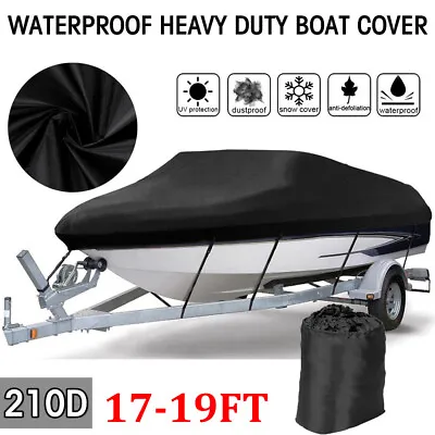 £29.99 • Buy Black Heavy Duty Boat Speedboat Cover Waterproof Fish Ski V-Hull Marine 17-19ft