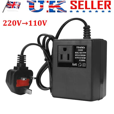 200W AC 220V To 110V Step Down Transformer Voltage Volt Converter Power Adapter • £16.22