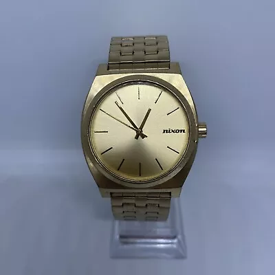 Nixon Men's Watch Minimal The Time Teller Gold Tone Rare Stretch Nixon Band  • $26