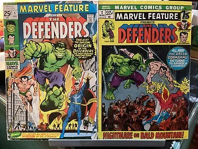 1971 Marvel Feature Presents The Defenders #1 + 2 Adams 1st+2nd Team Appearance! • $99.99