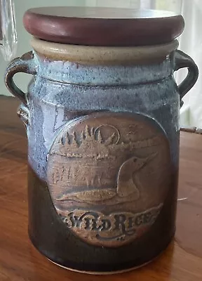 Vintage Pottery/Stoneware Canister Minnesota “Wild Rice” With Loon On A Lake • $19.99