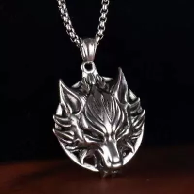 Mens Punk Silver Wolf Head Pendant Necklace Rock Biker Jewelry Box Chain 24  • $11.99