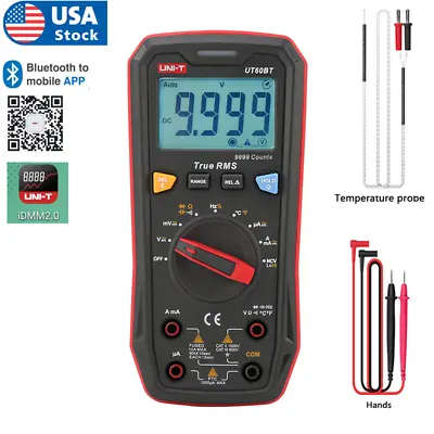 UNI-T True RMS Bluetooth Multimeter Auto Range AC/DC Ohm Freq Amp Cap Temp Teste • $35.95