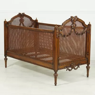 Louis XVI Decorative Child's Bed Carved Traditional Brown Mahogany • $1721.25