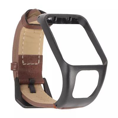 Watch Band Leather Watch Strap With Protector Case For TOMTOM Runner3(Brown NEW • $35.40