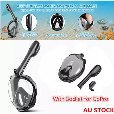 Adult/Kids 180° FullFace Seaview Snorkel Mask Diving Goggle Breather Pipe GoPro  • $27.99