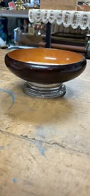 VTG Nasco Master Pieces In Wood 6  Pedestal Wooden Bowl With Metal Base Japan • $12.99