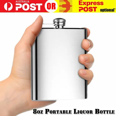 8oz Hip Liquor Whiskey Alcohol Stainless Steel Pocket Wine Bottle Flask Cap Gift • $13.95