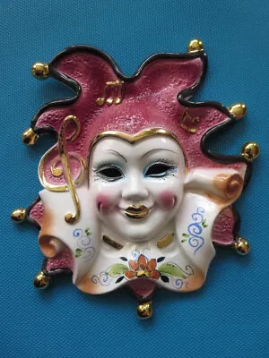 Authentic Venetian Ceramic Jester Wall Mask With Music Notes Made In Italy • $55