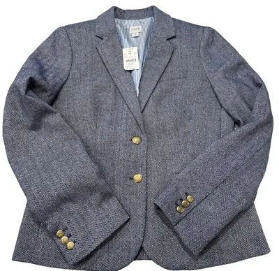 J. Crew Women’s Herringbone Blazer 2 Button Jacket Blue Size 8 NWT $218 • $95