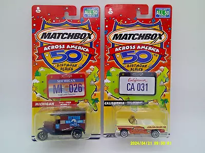 MATCHBOX ACROSS AMERICA 50 Birthday Series - Michigan & California No Barcodes • $8.99