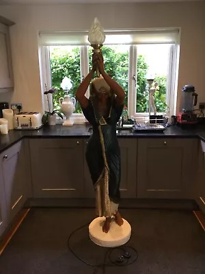 Floor Standing Lamp Egyptian Woman Figure Decorative Light C/w Floor Switch. • £450