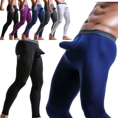 Men's Stretch Smooth Underwear Long Johns Pants Thermal Bulge Pouch Legging • $13.89