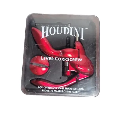 HOUDINI Corkscrew Wine Opener Red Vertical Lever Rabbit Foil Cutter Extra Spiral • $12.74