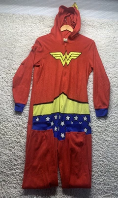 $20 • Buy Halloween Costume Wonder Woman One Piece Pajama Outfit Size L 12/14 No Cape