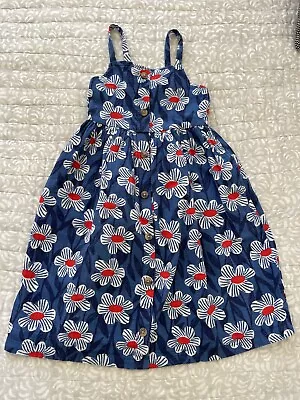 Hanna Andersson Toddler Girl Midi Floral Dress Sz 5/110 Straps Pockets Blue • $14.95