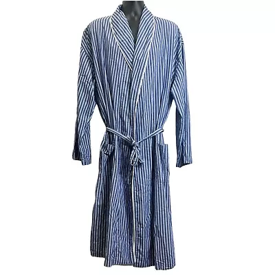 Polo Ralph Lauren Mens Robe Lightweight Blue White Striped Classic Long L/XL • $34.99