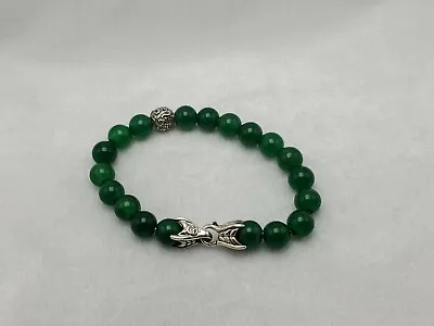 David Yurman Green Onyx Spiritual Bead Bracelet And Silver Wave 8mm Length 7  • $155