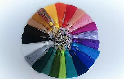 Silk Tassels 8cm 15cm Colours Loop Jewellery Keyrings Bag Bookmarks Crafts UK • £6.99