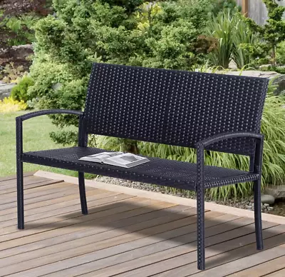 Rattan Garden Bench Outdoor Patio Furniture 2 Seater Sofa Chair Deck Love Seat • £92