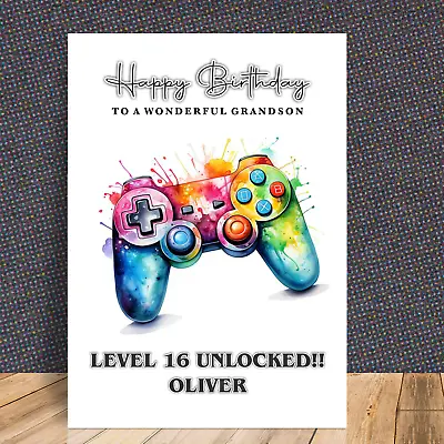 Personalised Gaming Birthday Card Boys Teenage Grandson Son Brother Nephew Gamer • £2.89
