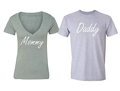 Matching Couple Shirts Mommy Daddy Couple Matching Vneck + Crewneck T-shirt S-6X • $31.49