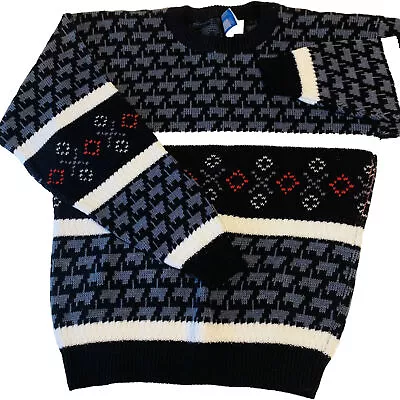 Vtg 90’s Robert Bruce Sweater M Acrylic Geo Vapor Ware Long Sleeve Crew USA • $16.79