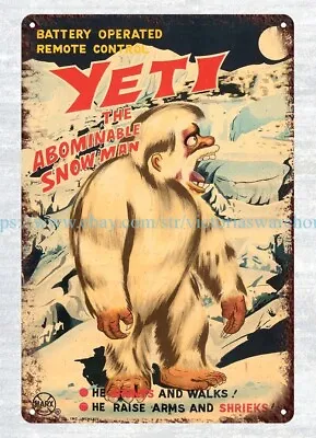 1964 MARX YETI ABOMINABLE SNOW MAN BATTERY-OPERATED TOY Metal Tin Sign • $18.96