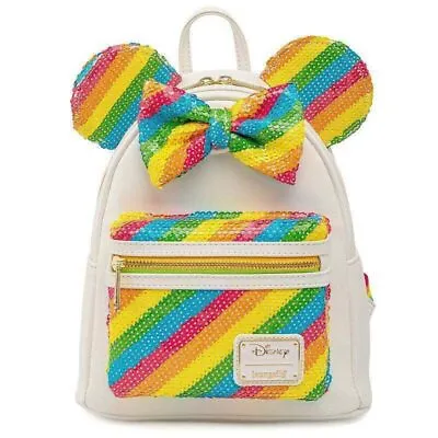 Loungefly Disney Sequin Rainbow Minnie Mini Backpack (UK IMPORT) Game NEW • $118.57