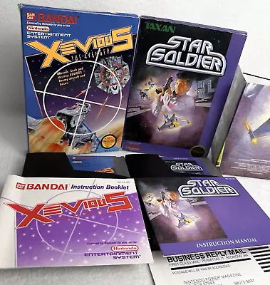 Star Soldier+Xevious The Avenger⭐Complete CIB⭐Nintendo NES Original Shmup Lot • $155