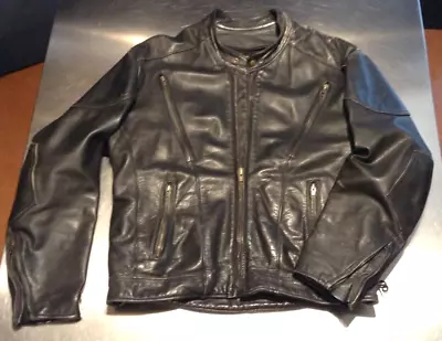 Fox Creek Leather Men's 48 Black Vented Racing Jacket Cafe Racer Heavy U.S.A. • $195