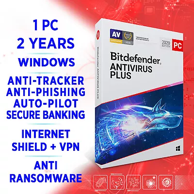 Bitdefender Antivirus Plus 2024 1 PC 2 Years FULL EDITION + VPN • $49.99