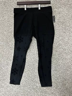 Torrid Black Mesh Snowflake Flocked High Rise Leggings Size 1XL • $24.99